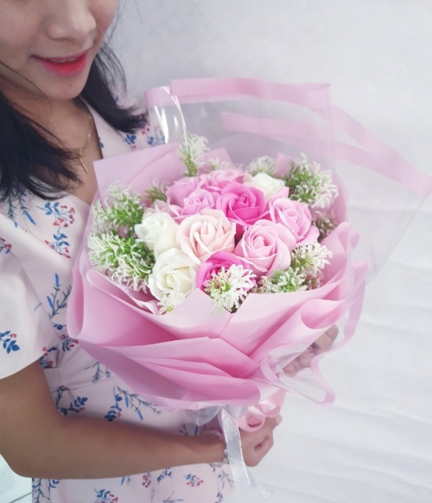Bó hoa hồng sáp thơm cao cấp ngôn ngữ của trái tim 0